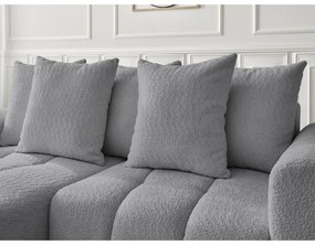 Divano angolare grigio allungabile/con contenitore (con penisola a sinistra/con chaise lounge) con rivestimento in bouclé Roxelane – Bobochic Paris