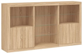 Credenza con luci led rovere sonoma 181,5x37x100 cm