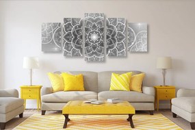 Quadri 5 pezzi – Mandala orientale in bianco e nero