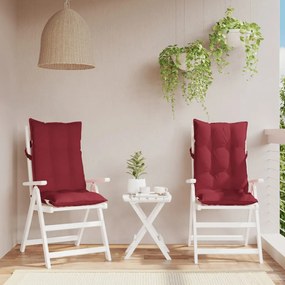 Cuscini Sedia Con Schienale Alto 2 Pz Rosso Vino Tessuto Oxford /