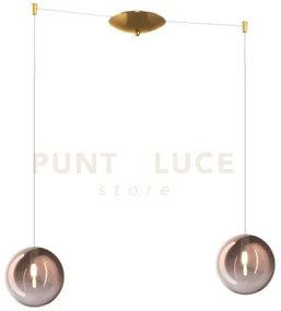 Sospensione ottone sat. 2 luci spostabile vetri rame 1184os-s2 s-ra