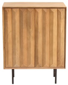 Credenza in legno massello di mango con incisioni e metallo nero 2 ante L70 cm AGRA