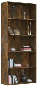 Libreria a 5 Ripiani Rovere Fumo 80x30x189 cm Legno Multistrato