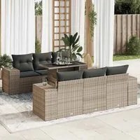 Set Divani da Giardino 7 pz con Cuscini Grigio in Polyrattan 3326741