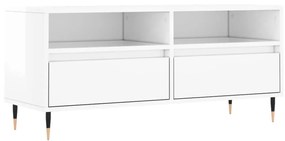 Mobile porta tv bianco lucido 100x34,5x44,5cm legno multistrato