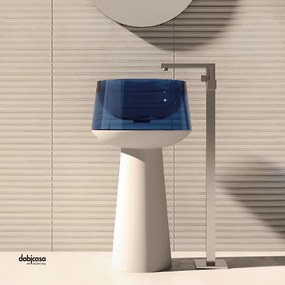 Lavabo Freestanding Con Scarico a Terra 50 Cm Lullaby "Icon Momentum" Agata Blu/Bianco Opaco