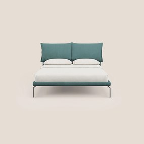 Bice letto imbottito con cuscini e piedi alti in metallo in tessuto impermeabile T02