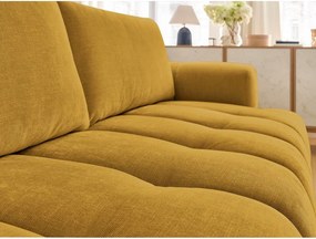 Divano color senape allungabile e con contenitore rivestito in ciniglia 251 cm Fuji – Bobochic Paris