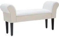 Panchetta Velvet Crema 102x31x51 cm Legno e Poliestere Crema e Nero