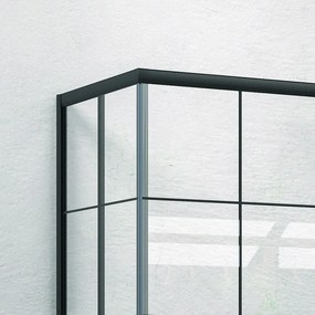 Box doccia 150x80 profili neri opachi vetro a quadrati neri NICO-B1000 - KAMALU