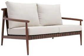 Divano da giardino con cuscino beige e braccioli Retro NATERIAL da 2 posti, struttura in alluminio marrone seduta in alluminio beige, L 148 x H 70 x P 86 cm