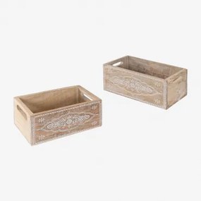 Set di 2 scatole organizer in legno di mango Calane Legno Bianco - Sklum