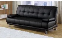 Divano letto tre posti, reclinabile, ecopelle nero Sicorage 187cm Truker