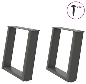 Gambe Tavolino Caffè A U 2 Pz Antracite 50x(42-43) Cm Acciaio /