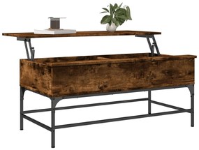 Tavolino rovere fumo 100x50x45cm in legno multistrato e metallo