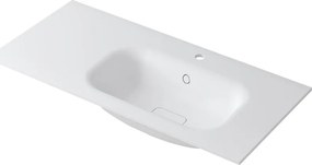 Lavabo a incasso rettangolare vasca a destra L 100.5 x H 15 x P 46 cm in resina bianco lucido