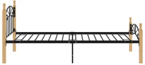 Giroletto in metallo nero e legno massello di rovere 100x200 cm