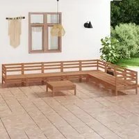 Set Divani da Giardino 9 pz in Legno Massello di Pino Miele cod mxl 36669