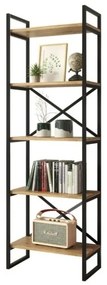 Libreria Industrial 5 Ripiani In Ferro E Legno 58x30x175H Voyage