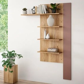 Mensola Verticale 4 Ripiani 132x22x190 Cm Lehman Rovere E Terracotta
