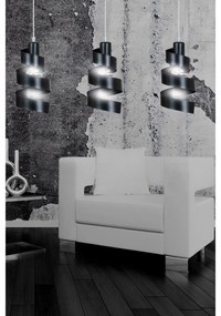Lampadario Moderno 3 Luci Tristano In Acciaio Nero Con Fasce A Spirale