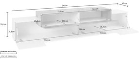 Mobile Porta TV 240 Cm Con 3 Ante A Ribalta Bianco Lucido E Legno Pero Corona