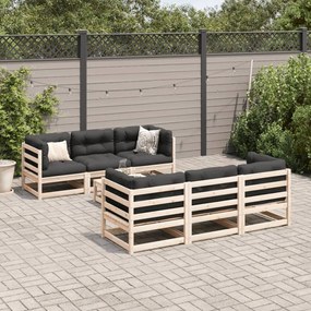 Set divani da giardino 7 pz in legno massello di pino