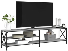 Mobile tv grigio sonoma 200x40x50cm legno multistrato e metallo