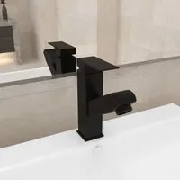 Rubinetto Lavabo da Bagno Funzione Estraibile Nero 157x172 mm 149076