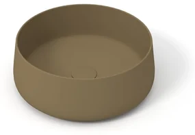 Lavabo da appoggio tondo in ceramica marrone