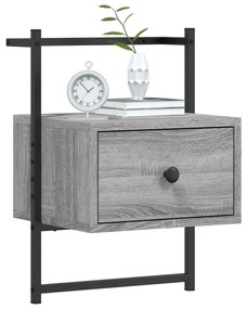 Comodini a Muro 2 pz Grigio Sonoma 35x30x51cm Legno Multistrato