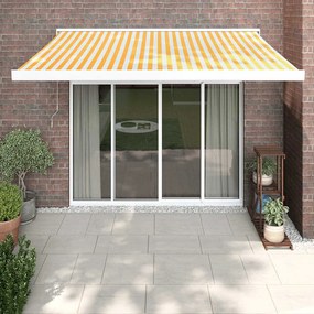 Tenda Retrattile Gialla E Bianca 3,5x2,5 M Tessuto E Alluminio /