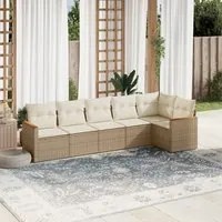 Set Divano da Giardino 6 pz con Cuscini Beige in Polyrattan 3258390