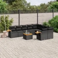 Set Divani da Giardino 10pz con Cuscini in Polyrattan Nero 3227147