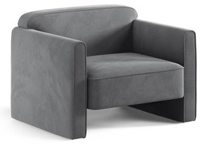 Poltrona grigia con rivestimento in velluto Abby – Micadoni