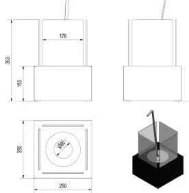 BIO camino TANGO2 35,3x25 cm 1kW nero TANGO2/CZARNY/TUV