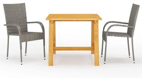 Set Mobili Da Pranzo Per Giardino 3 Pz Grigio /