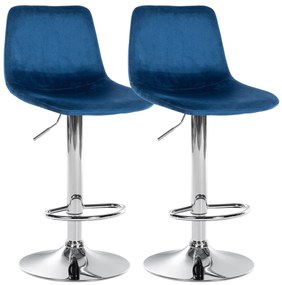 Set 2 Barhocker Divo Samt - Design Chic E Comfort Superiore / Grau / Metall Matt Weiss