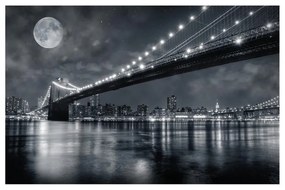 Stampa su tela Brooklyn Bridge At Night, multicolore 115 x 75 cm