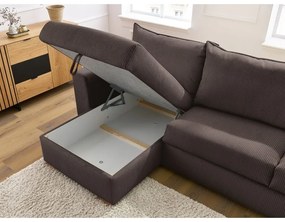 Divano angolare marrone allungabile (con composizione variabile) con rivestimento in velluto a coste Augustin – Bobochic Paris