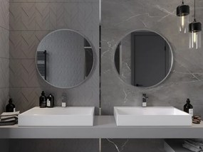 Mexen Loft specchio da bagno rotondo 70 cm, cornice inox - 9850-070-070-000-10