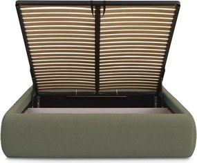 Letto matrimoniale imbottito verde scuro con contenitore/senza testiera con rete inclusa 160x200 cm Inera – Bobochic Paris