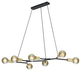 Lampada a sospensione design nera con 7 luci oro - DIRK