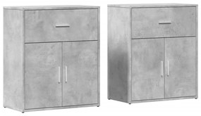 Credenze 2 pz grigio cemento 60x31x70 cm in legno multistrato