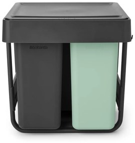 Bidone in plastica touchable per raccolta differenziata in grigio scuro menta 40 l Sort&amp;Go - Brabantia