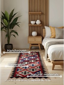 Passatoia rossa in lana reversibile/tessuta a mano 60x190 cm Kamal Rami – Nouristan