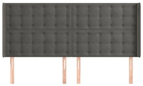 Testiera ad orecchio grigioscuro 183x16x118/128 cm in velluto