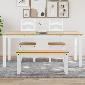 Tavolo Da Pranzo Panama Bianco 180x90x75 Cm Legno Massello Pino /