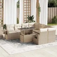 Set Divano da Giardino 9 pz con Cuscini Beige in Polyrattan 3326449