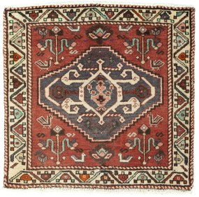 Shiraz Tappeto 60 x 60 Rosso (Iran) Annodato A Mano